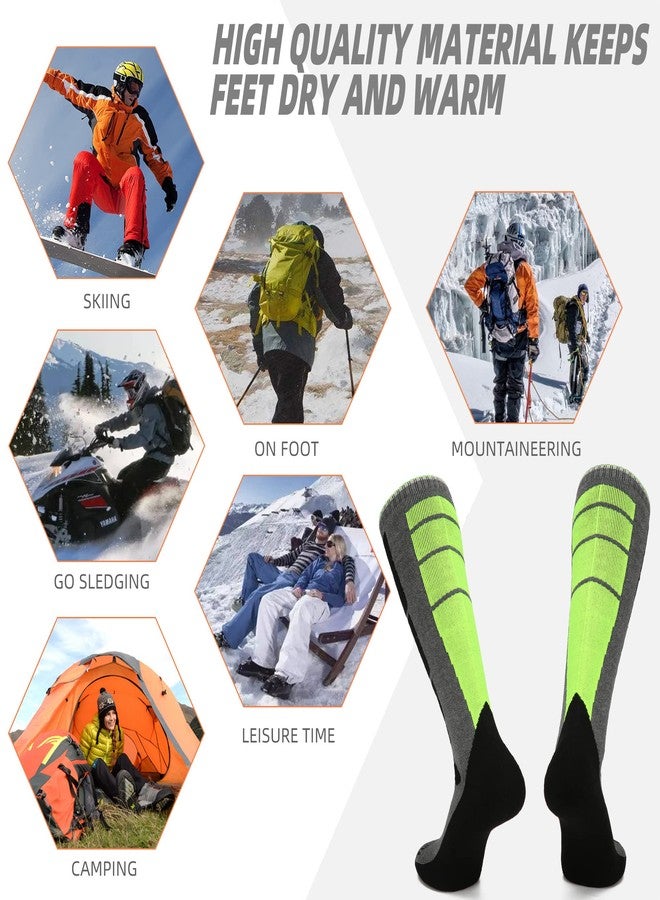 TurnWay 2-Pairs Ski Socks 85% Cotton Over The Calf (OTC) for Skiing, Snowboarding, Winter Outdoor Activities for Men & Women (Green, Medium) - Image 5